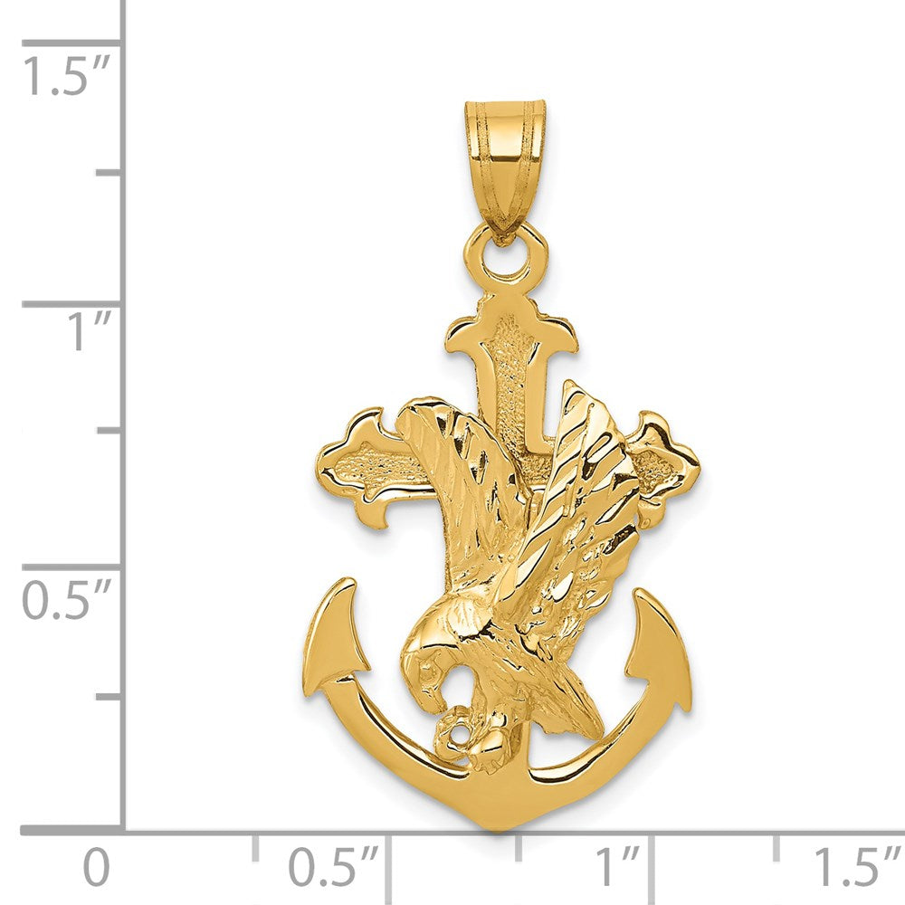 14k Yellow Gold 20 mm Mariners Cross w/Eagle Pendant (2.47 grams)
