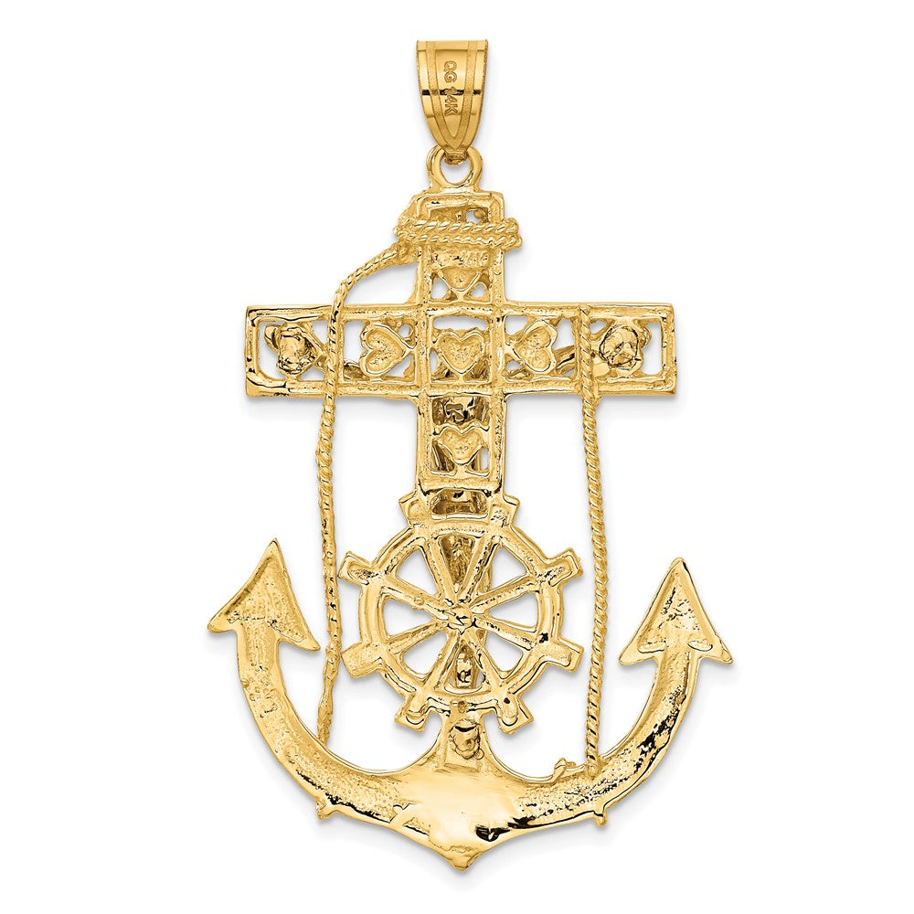 14k Two-tone 30 mm Mariner's Jesus Crucifix Pendant (7.76 grams)