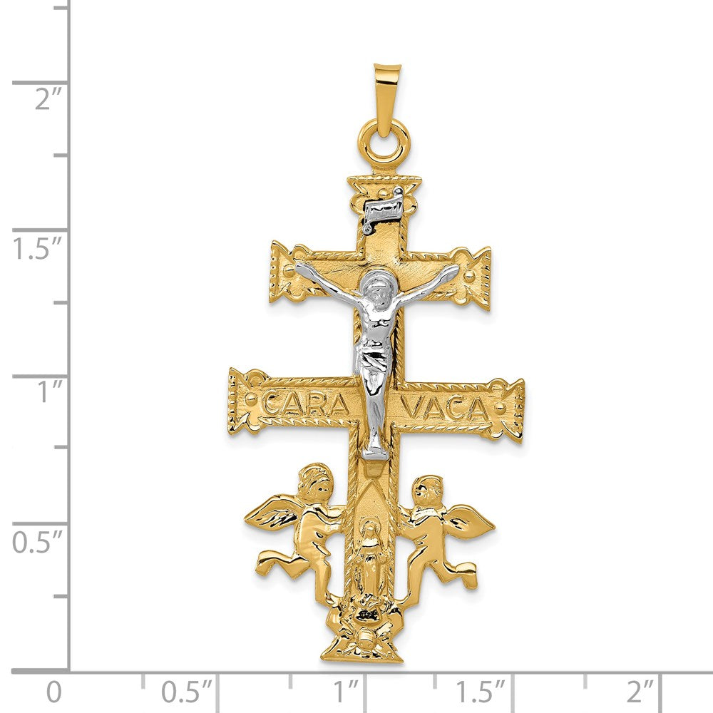 14k Two-tone 25 mm Cara Vaca Jesus Crucifix Pendant (3.8 grams)