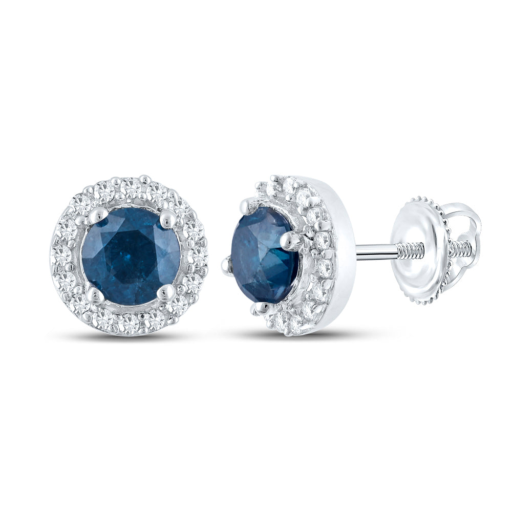 3/4Ct-Dia Cn Blue Diamond Round Earring (1.07 grams)