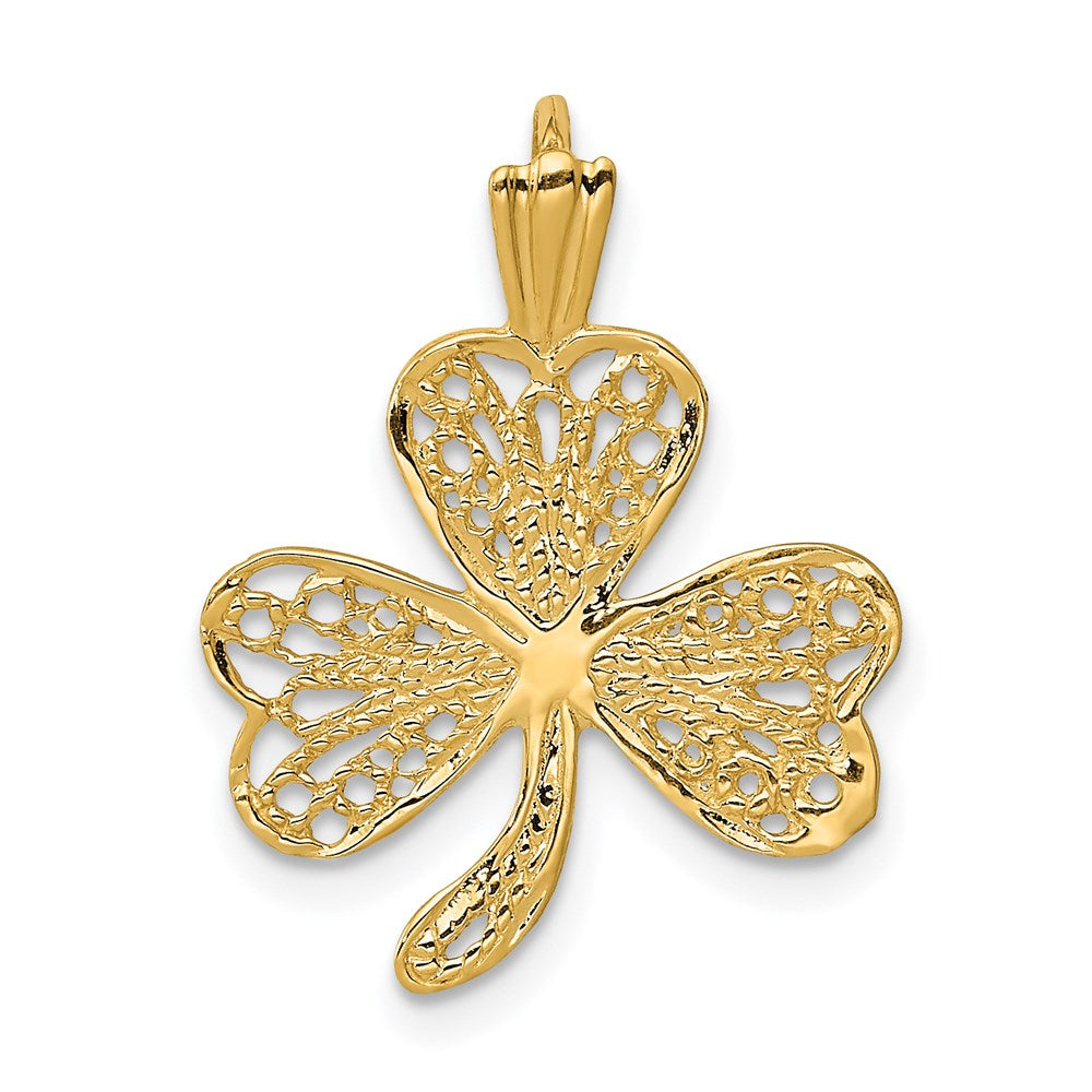 14k Yellow Gold 15 mm Filigree Shamrock Charm (0.68 grams)