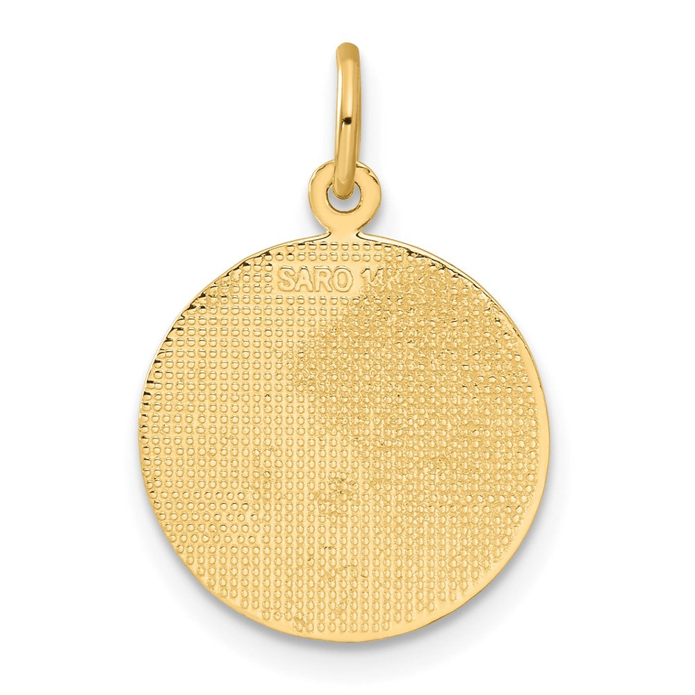 14k Yellow Gold 15 mm Confirmation w/Dove Medal Charm (1.26 grams)