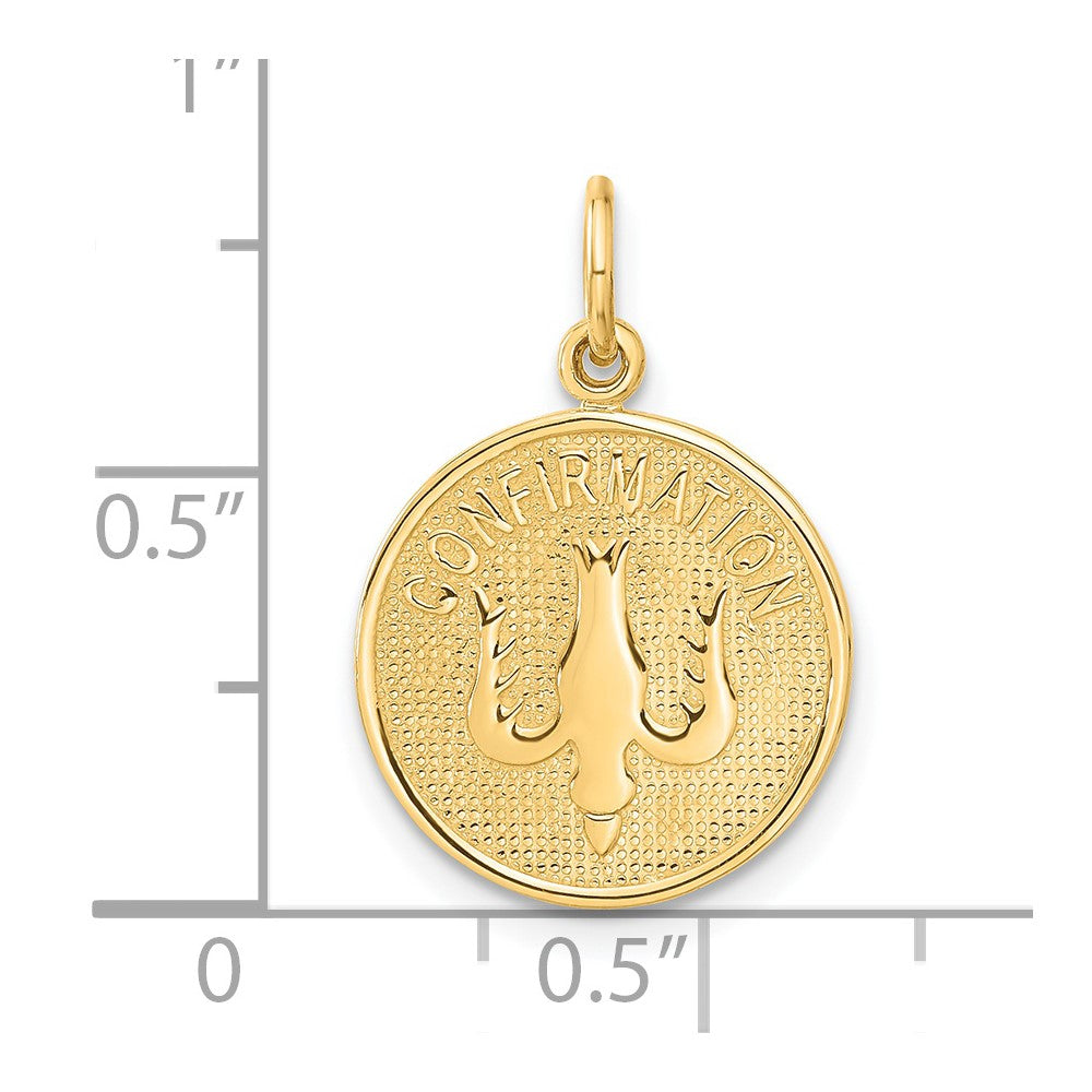 14k Yellow Gold 15 mm Confirmation w/Dove Medal Charm (1.26 grams)