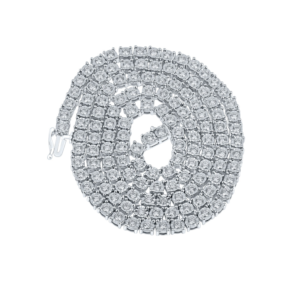 10Kt White Gold 6 1/2Ctw-Dia Nk Fanuk Mens Chain (22 Inch) (31.81 grams)