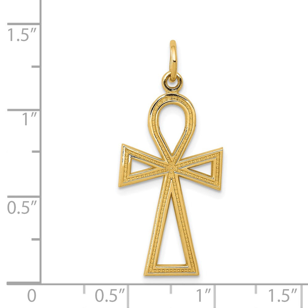 14k Yellow Gold 14 mm Ankh Cross Charm (1.19 grams)