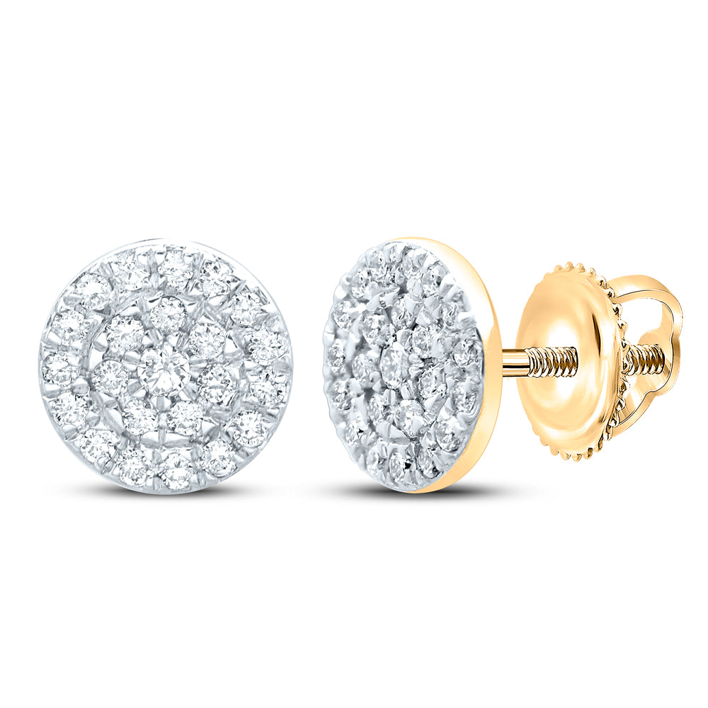 Gold Cluster Earrings 1/8 Cttw Round Natural Diamond Womens (0.92 grams)