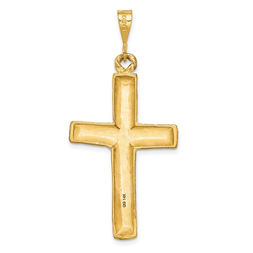 14k Yellow Gold 21.5 mm Diamond-cut Cross Charm (3.69 grams)