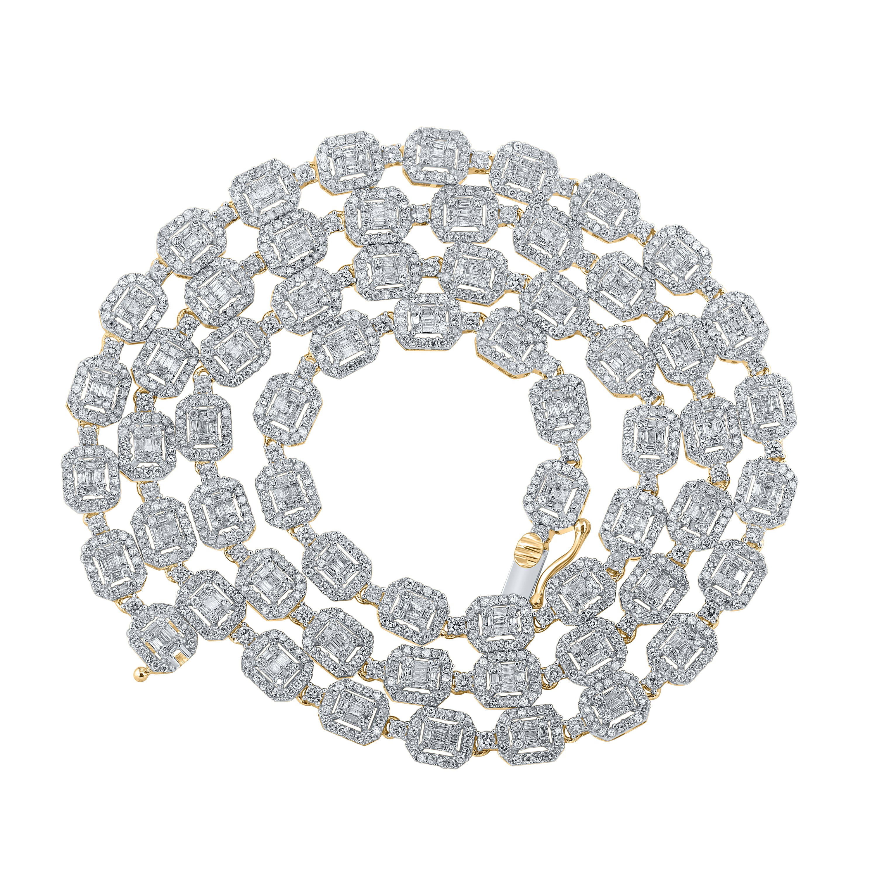 10Kt Yellow Gold 8Ctw-Diamond (6.20Mm) Square Baguette Mens Chain (22 Inch) (25.14 grams)