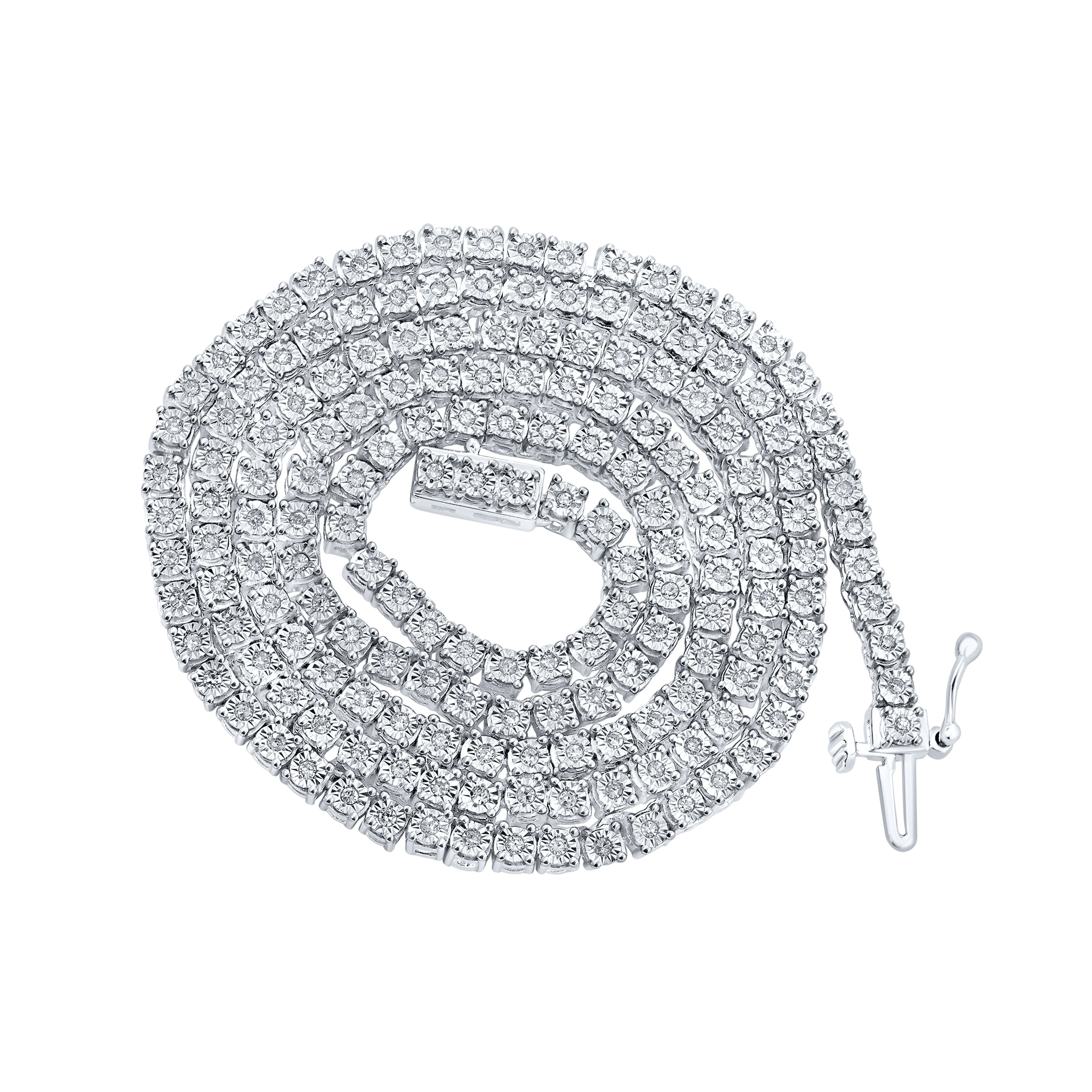 Sterling Silver 1 1/3Ct-Dia Fanuk Mens Chain (27.78 grams)