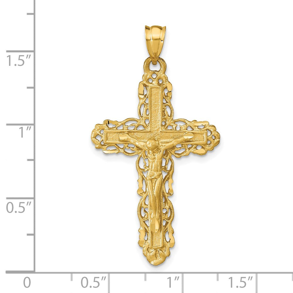 14k Yellow Gold 23 mm Jesus Crucifix Charm (4.33 grams)