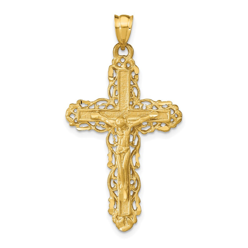 14k Yellow Gold 23 mm Jesus Crucifix Charm (4.33 grams)