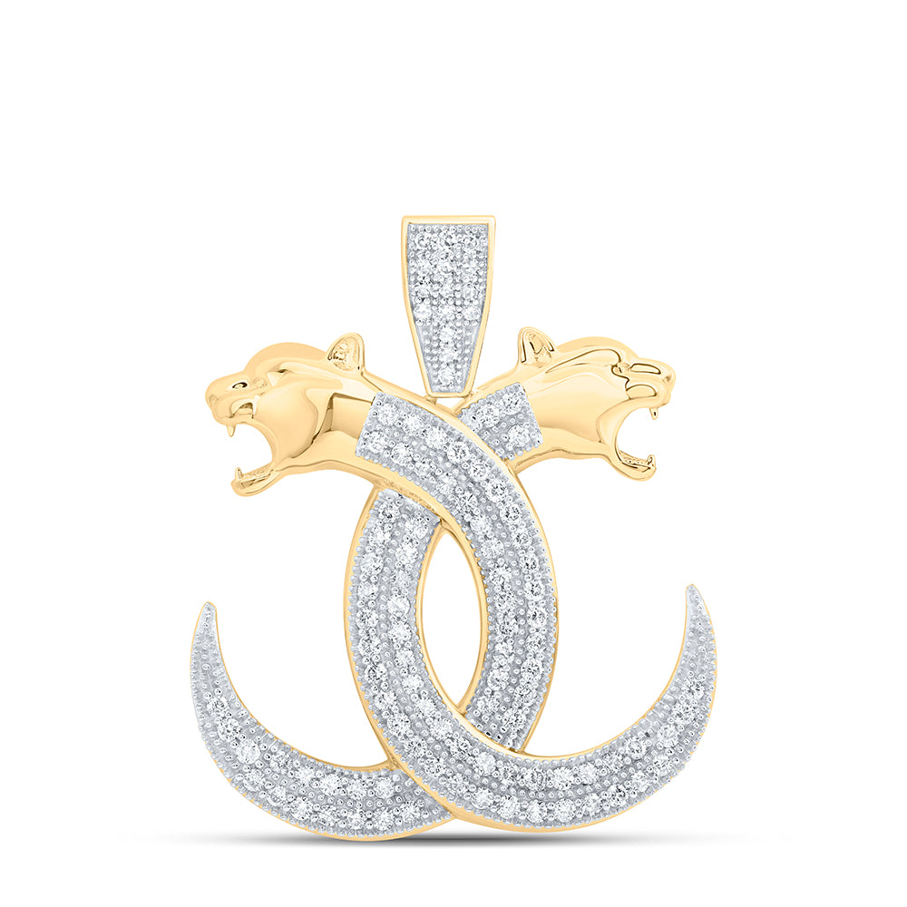 10Kt Yellow Gold 7/8Ctw-Dia Nk Panther Mens Charm (8.34 grams)