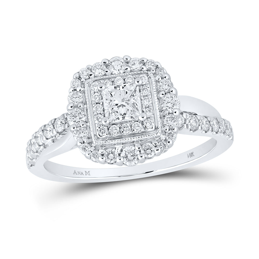 3/4Ctw-Dia Ana M 1/4Ct-Cpr Engagement Double Halo Ring (3.77 grams)