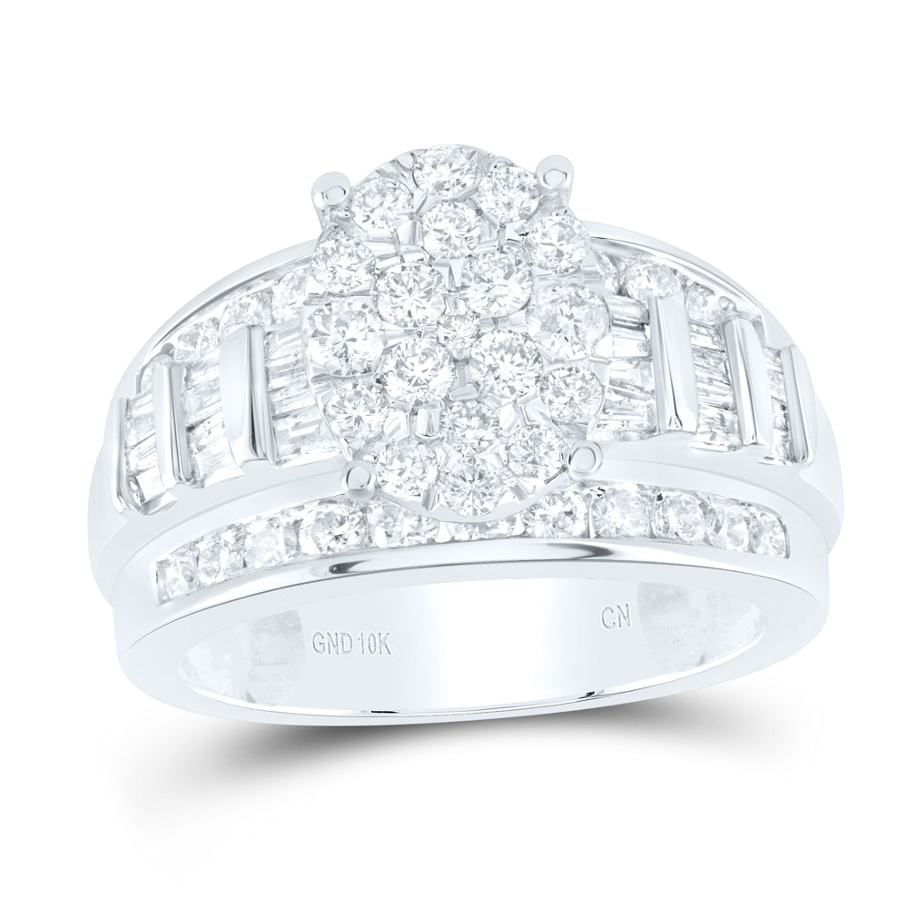 10Kt White Gold 1 1/2Ctw-Dia Cindy Ring (6.21 grams)