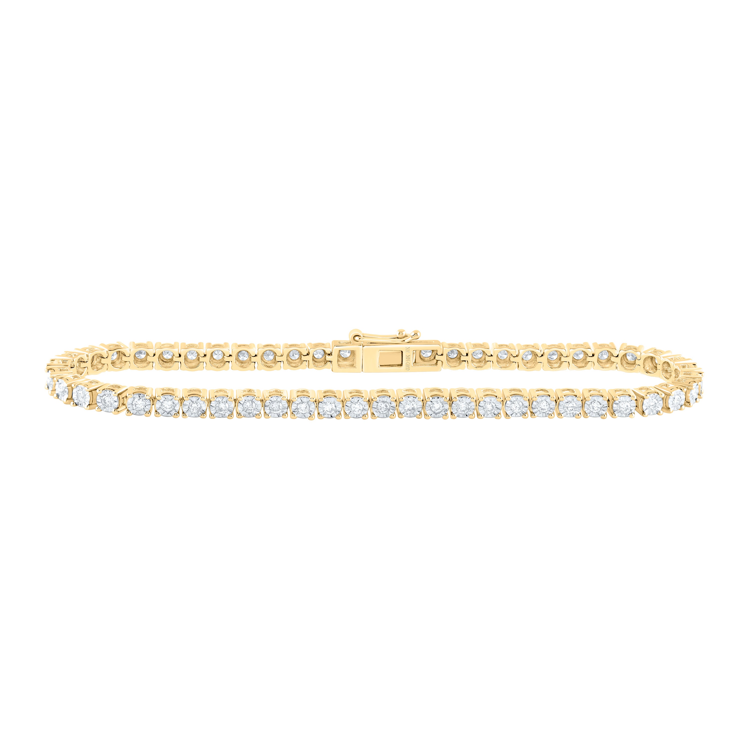 Gold Tennis Bracelet 1 Cttw Round Natural Diamond Womens (11.21 grams)