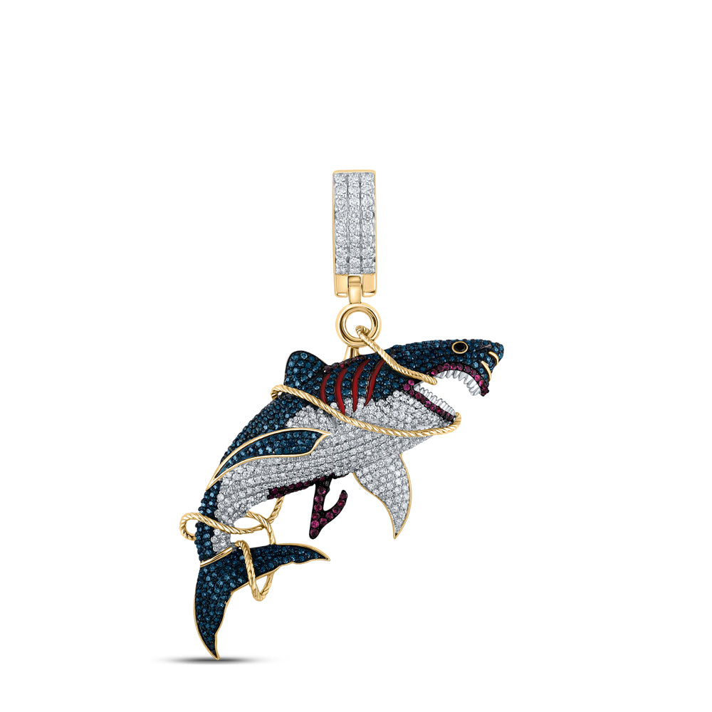 1 1/2Ctw-Dia P1P2 Shark Mens Charm (10.93 grams)