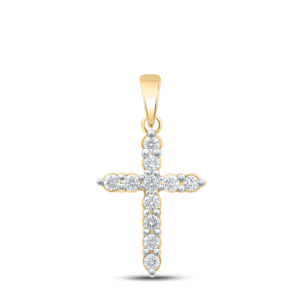 10Kt Yellow Gold 1/4Ctw-Dia Cn Cross Pendant (0.8 grams)