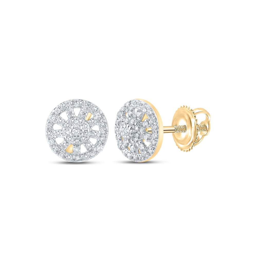 Gold Wagon Wheel Cluster Earrings 1/3 Cttw Round Natural Diamond Womens (1.29 grams)