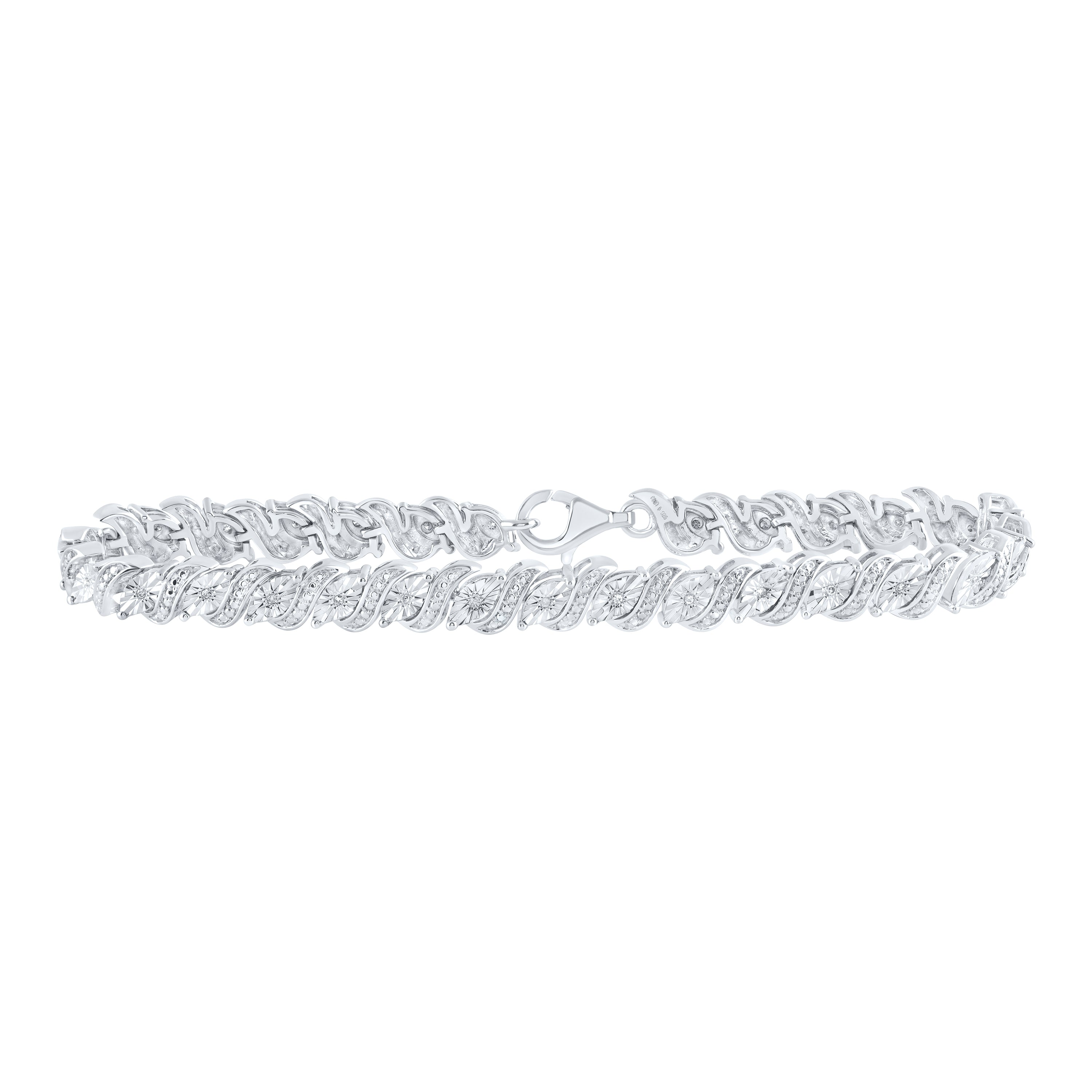 Sterling Silver 1/10Ctw-Dia P2 Gift Bracelet (11.73 grams)