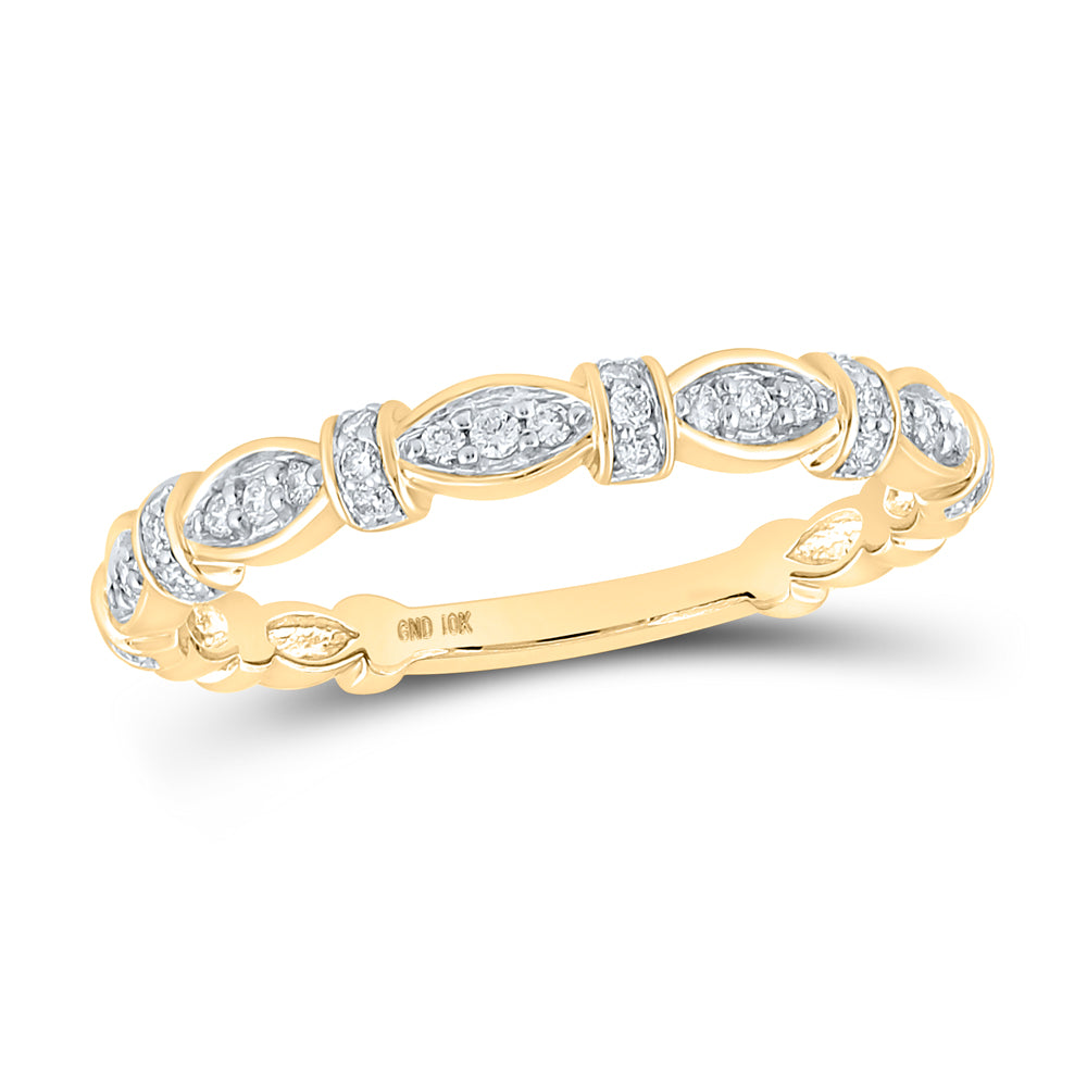 Gold Stackable Band Ring 1/6 Cttw Round Natural Diamond Womens (2 grams)