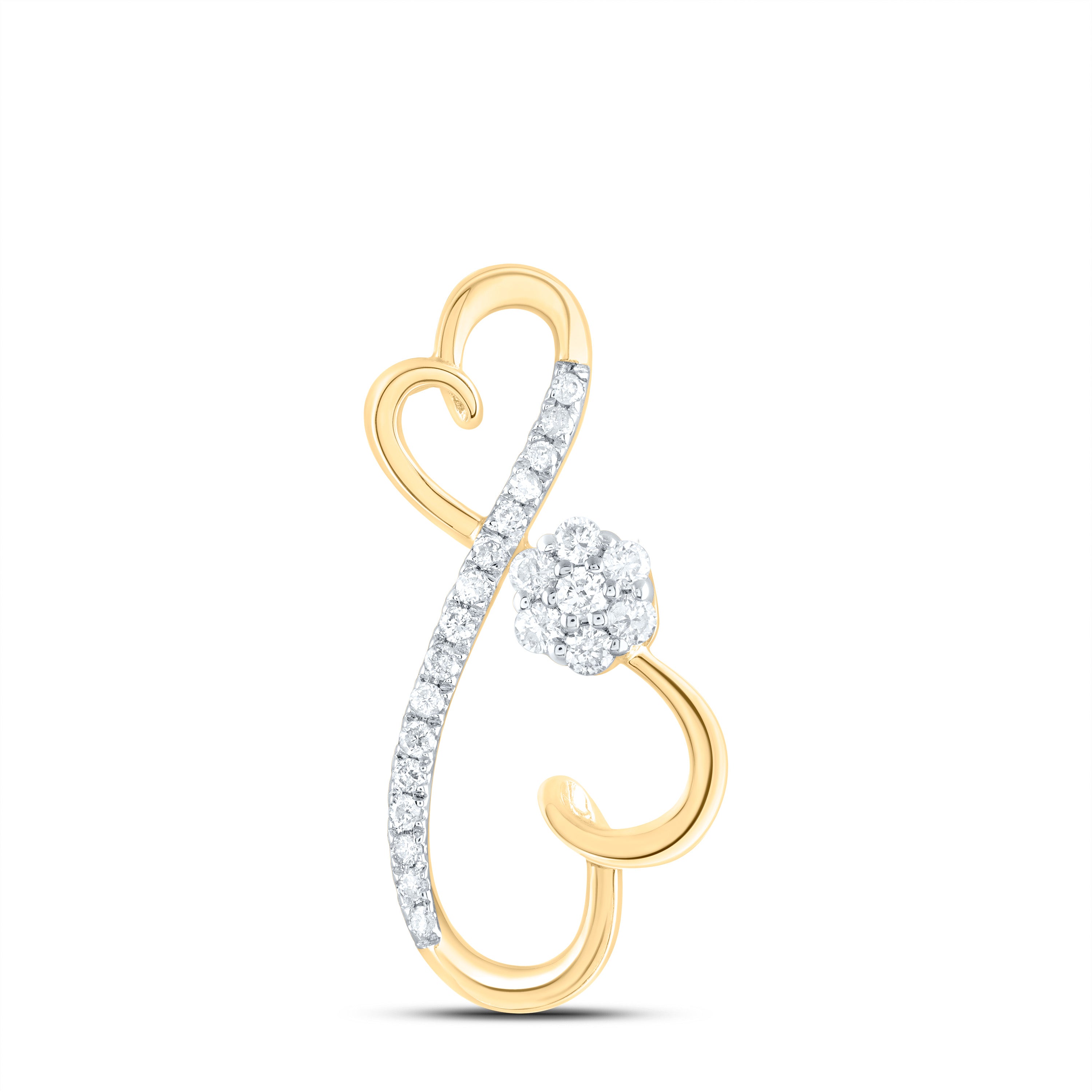 Gold Infinity Heart Pendant 1/4 Cttw Round Natural Diamond Womens (1.49 grams)