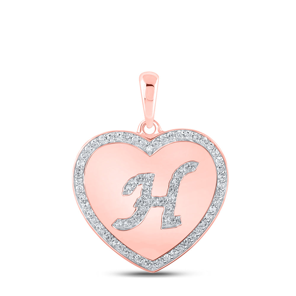 10Kt Rose Gold 1/4Ctw-Dia Cn Initial H" Heart Pendant" (2.43 grams)