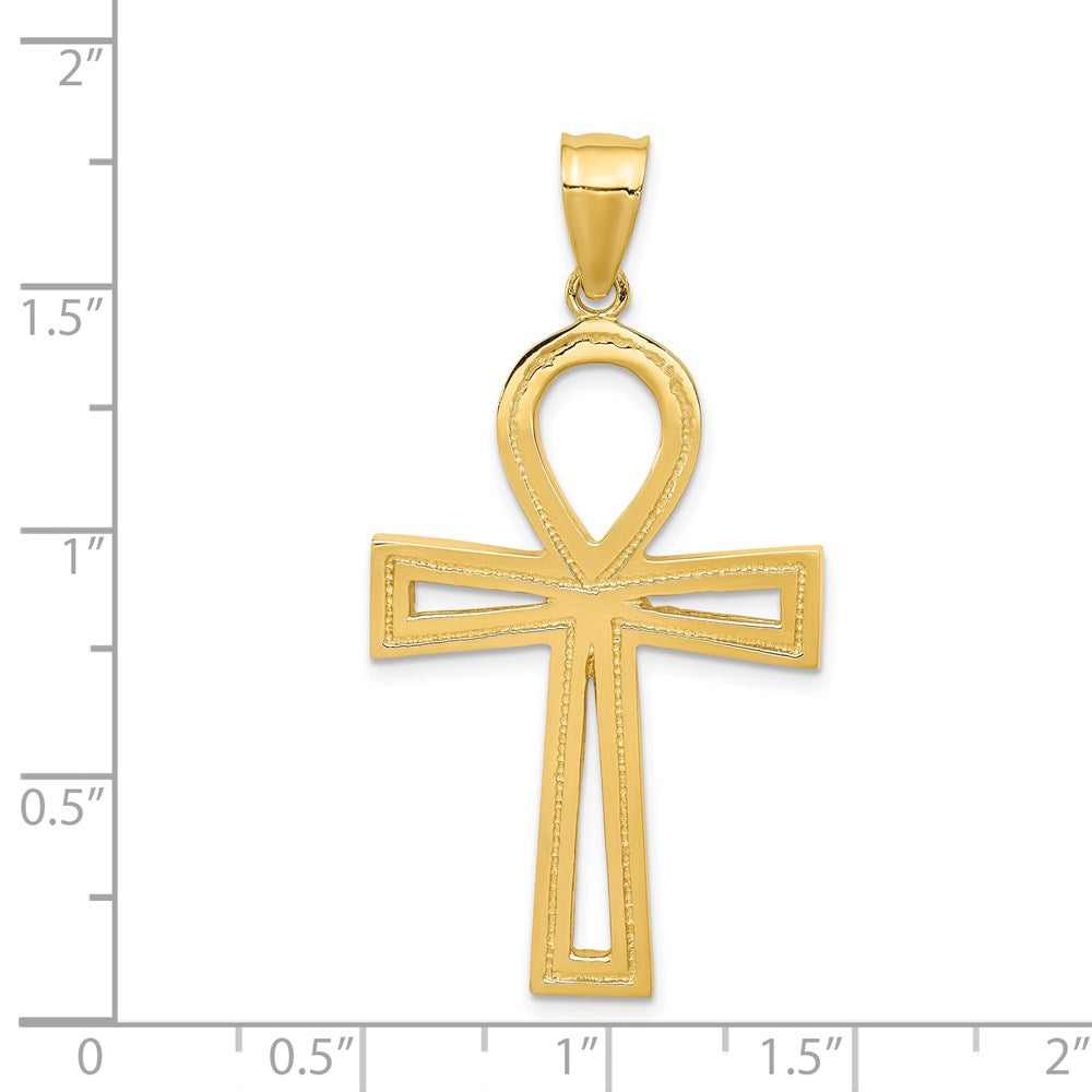 14k Yellow Gold 24 mm Ankh Cross Pendant (4.75 grams)