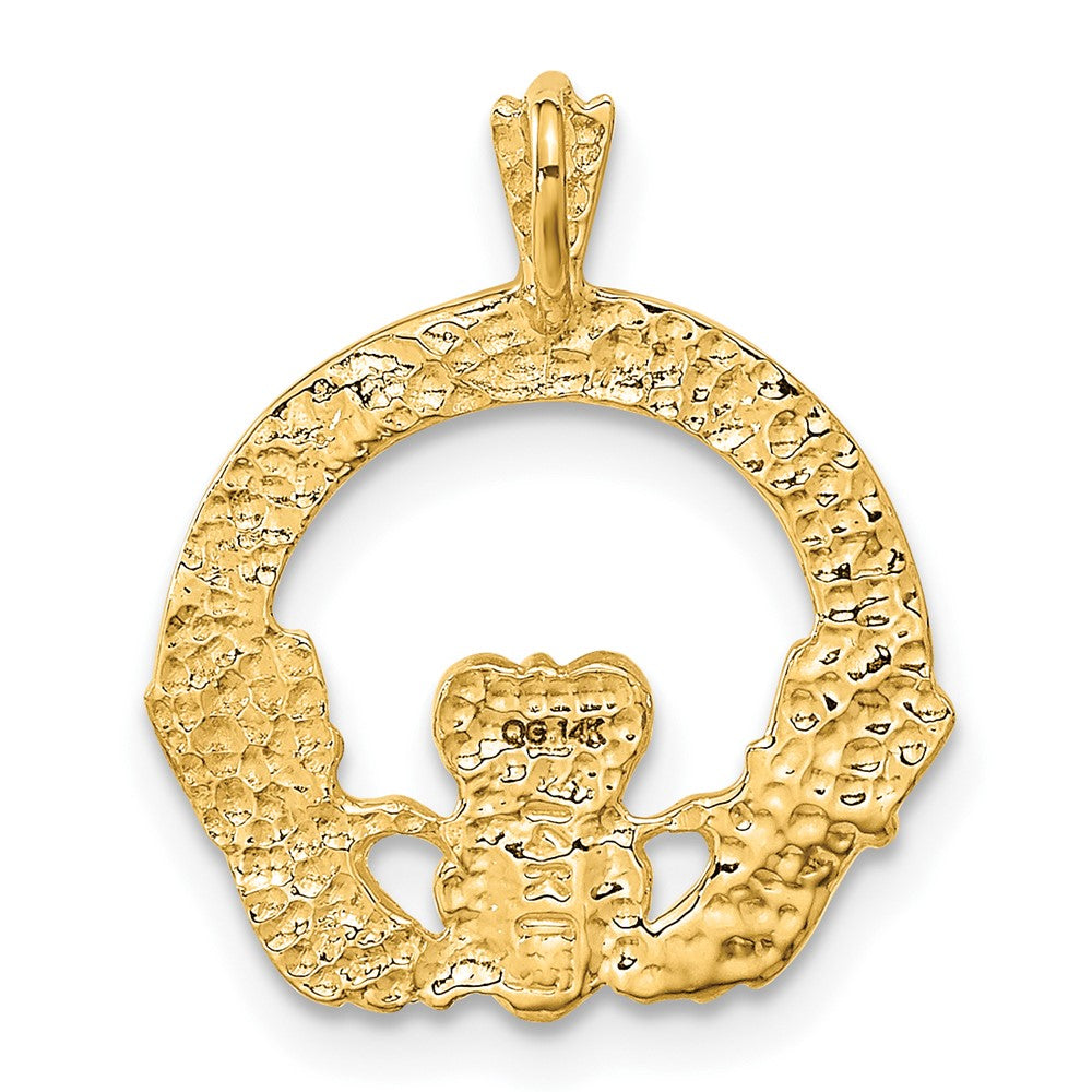14k Yellow Gold 17 mm Claddagh Pendant (1.75 grams)