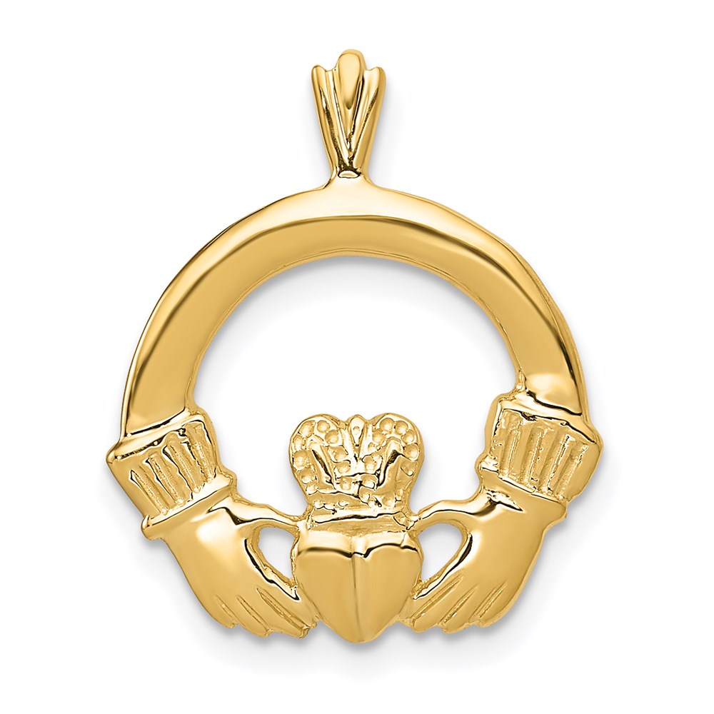 14k Yellow Gold 17 mm Claddagh Pendant (1.75 grams)