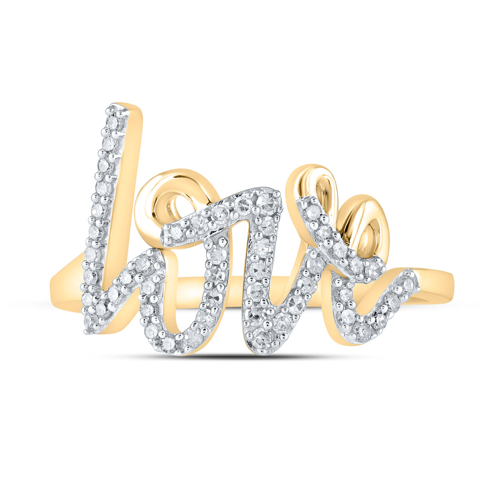 Gold Love Fashion Ring 1/5 Cttw Round Natural Diamond Womens (2.58 grams)