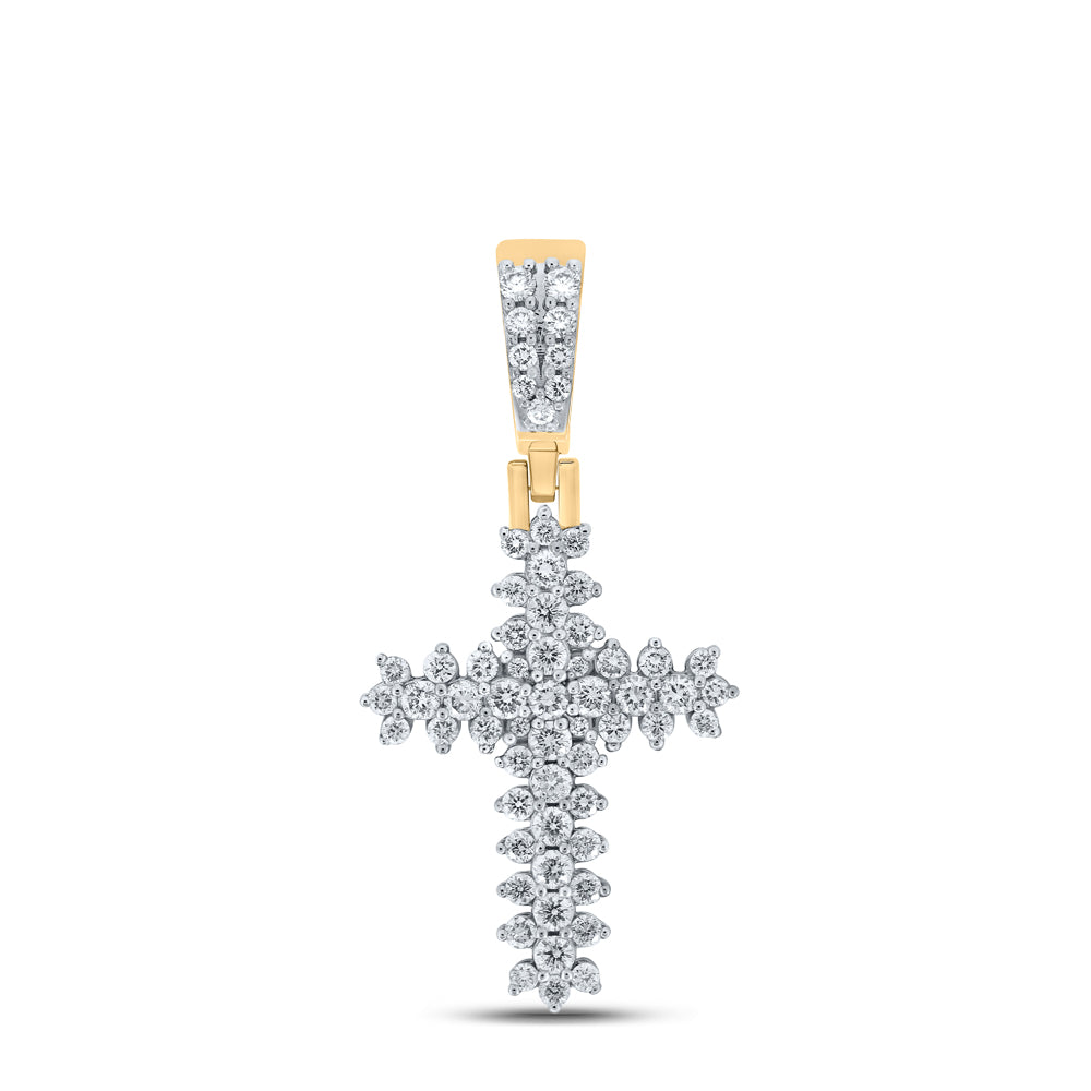 10Kt Yellow Gold 1 3/4Ctw-Dia Cn Cross Mens Charm (4.77 grams)