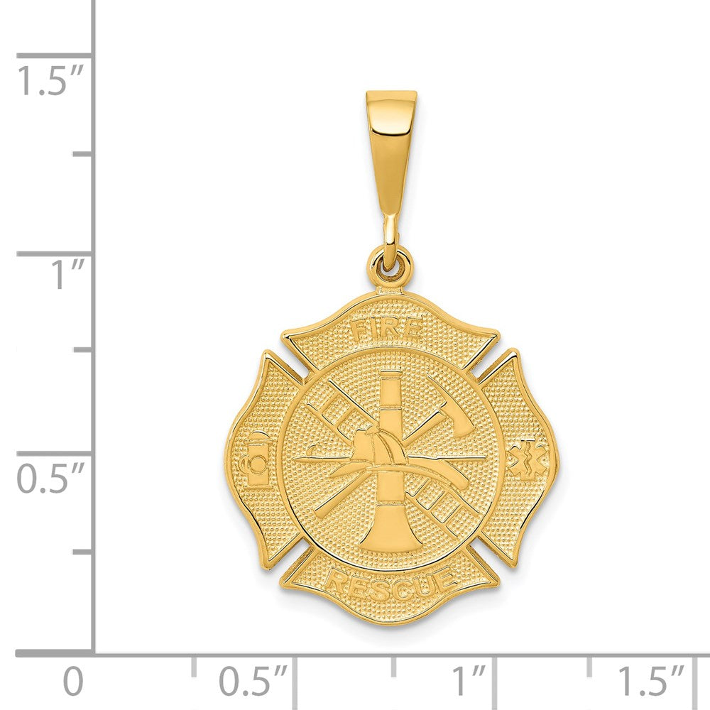 14k Yellow Gold 19.5 mm FIRE RESCUE Pendant (3.09 grams)