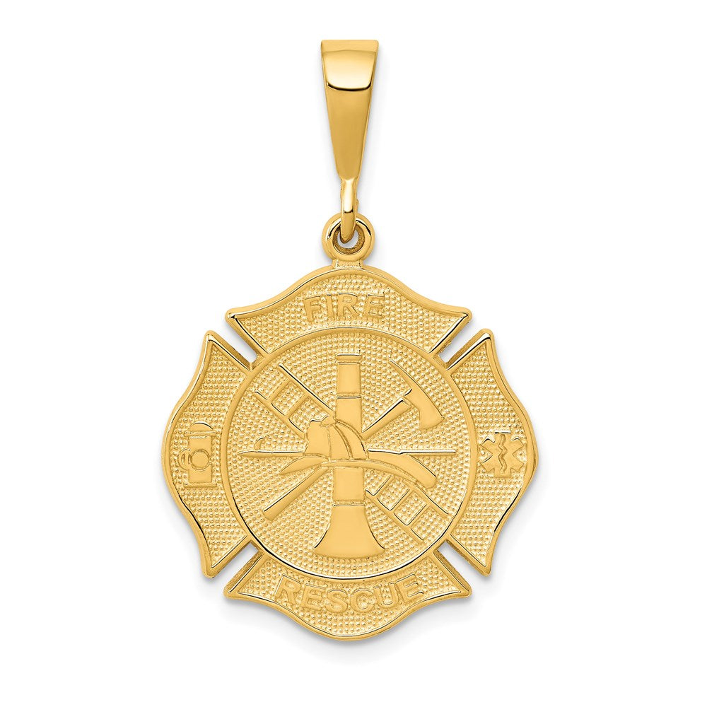 14k Yellow Gold 19.5 mm FIRE RESCUE Pendant (3.09 grams)