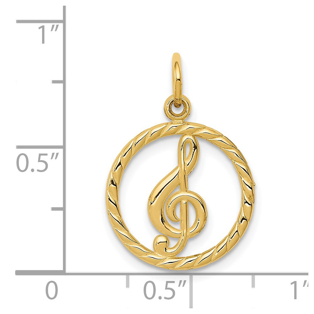 14k Yellow Gold 15 mm Treble Clef Charm (0.82 grams)