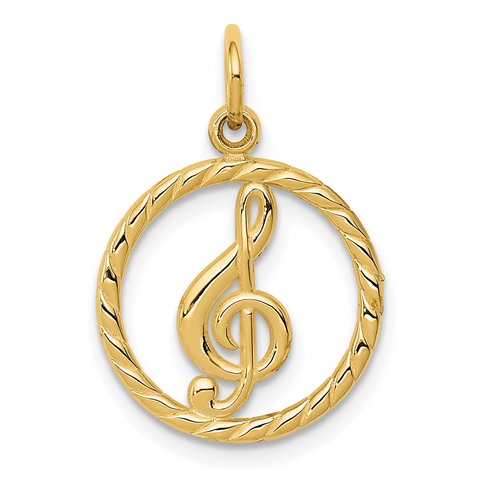 14k Yellow Gold 15 mm Treble Clef Charm (0.82 grams)