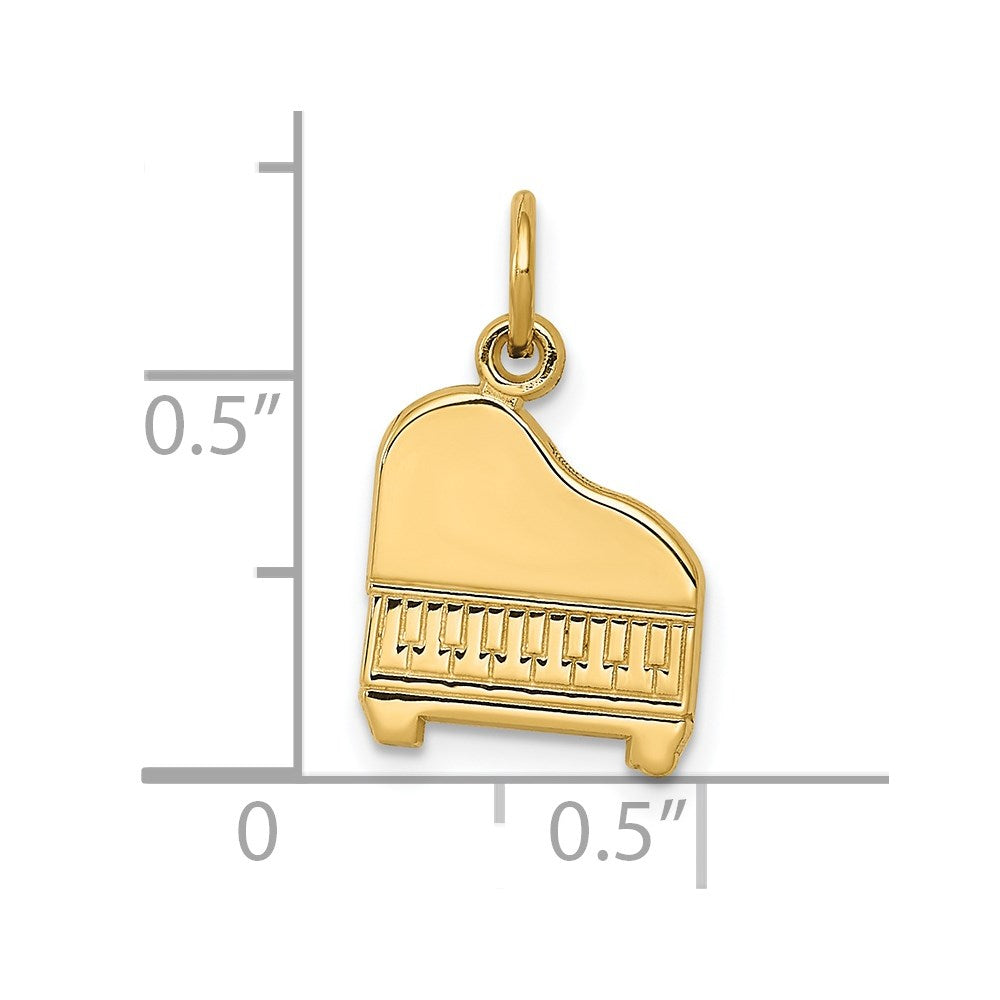 14k Yellow Gold 11 mm Piano Charm (1.19 grams)