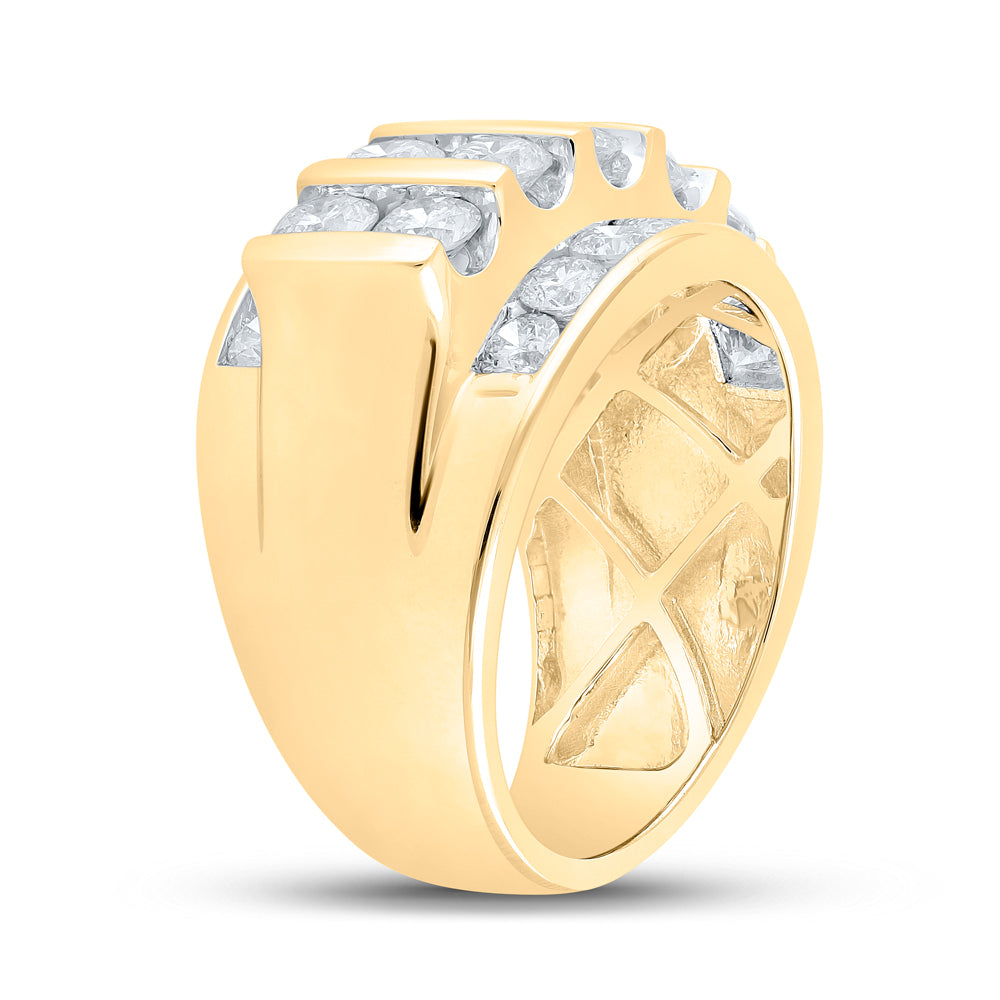 Gold Band Ring 4 Cttw Round Natural Diamond Mens (12.64 grams)