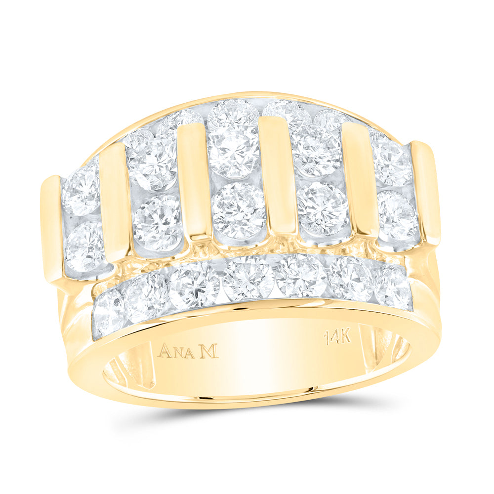 Gold Band Ring 4 Cttw Round Natural Diamond Mens (12.64 grams)