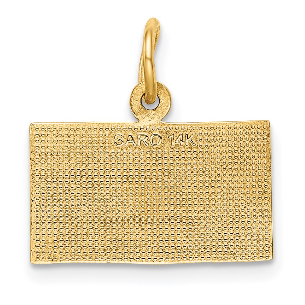 14k Yellow Gold 16 mm God Bless America Flag Charm (1.43 grams)