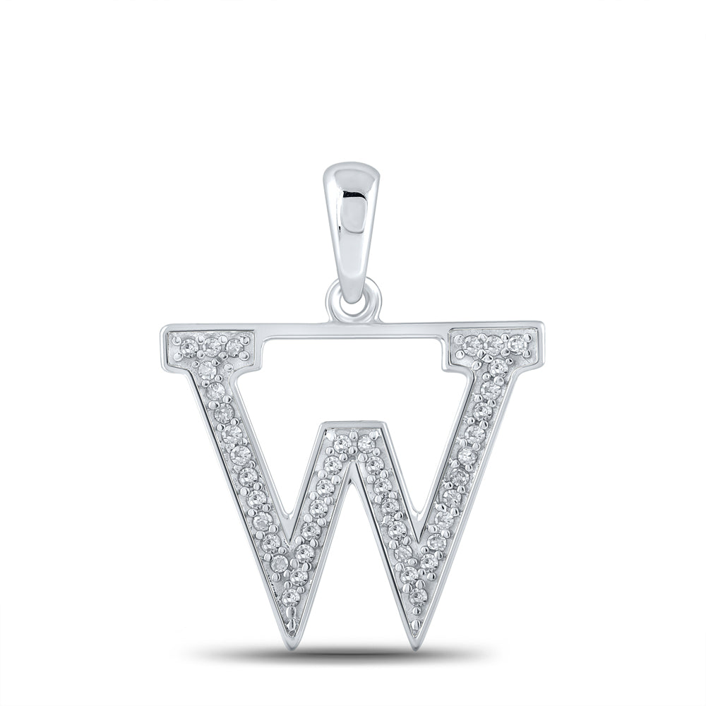 1/12Ctw-Dia P1P2 Ladies Initial "W" Pendant (0.71 grams)