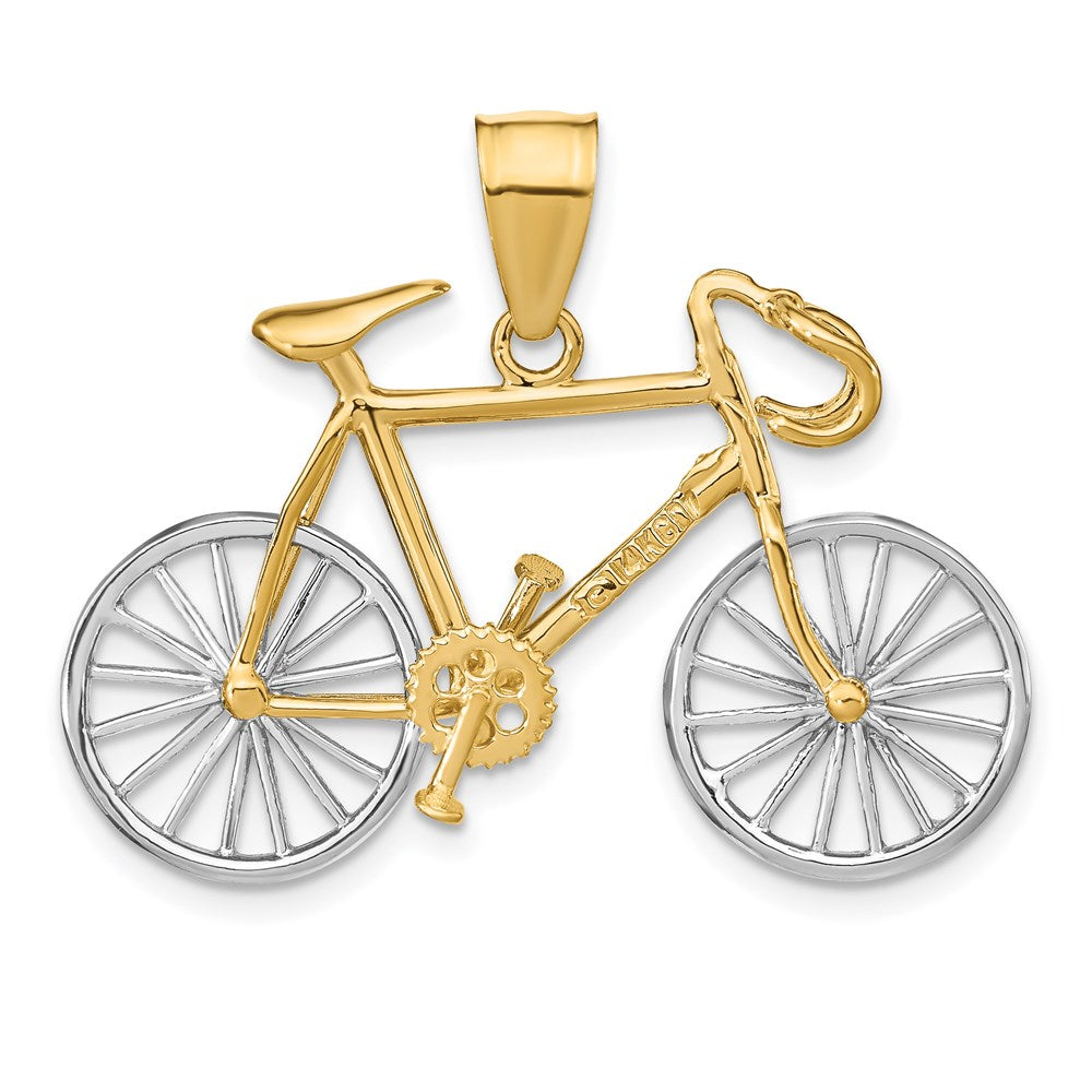14k Two-tone 35 mm Large Two-tone 3-D Bicycle Pendant (3.74 grams)