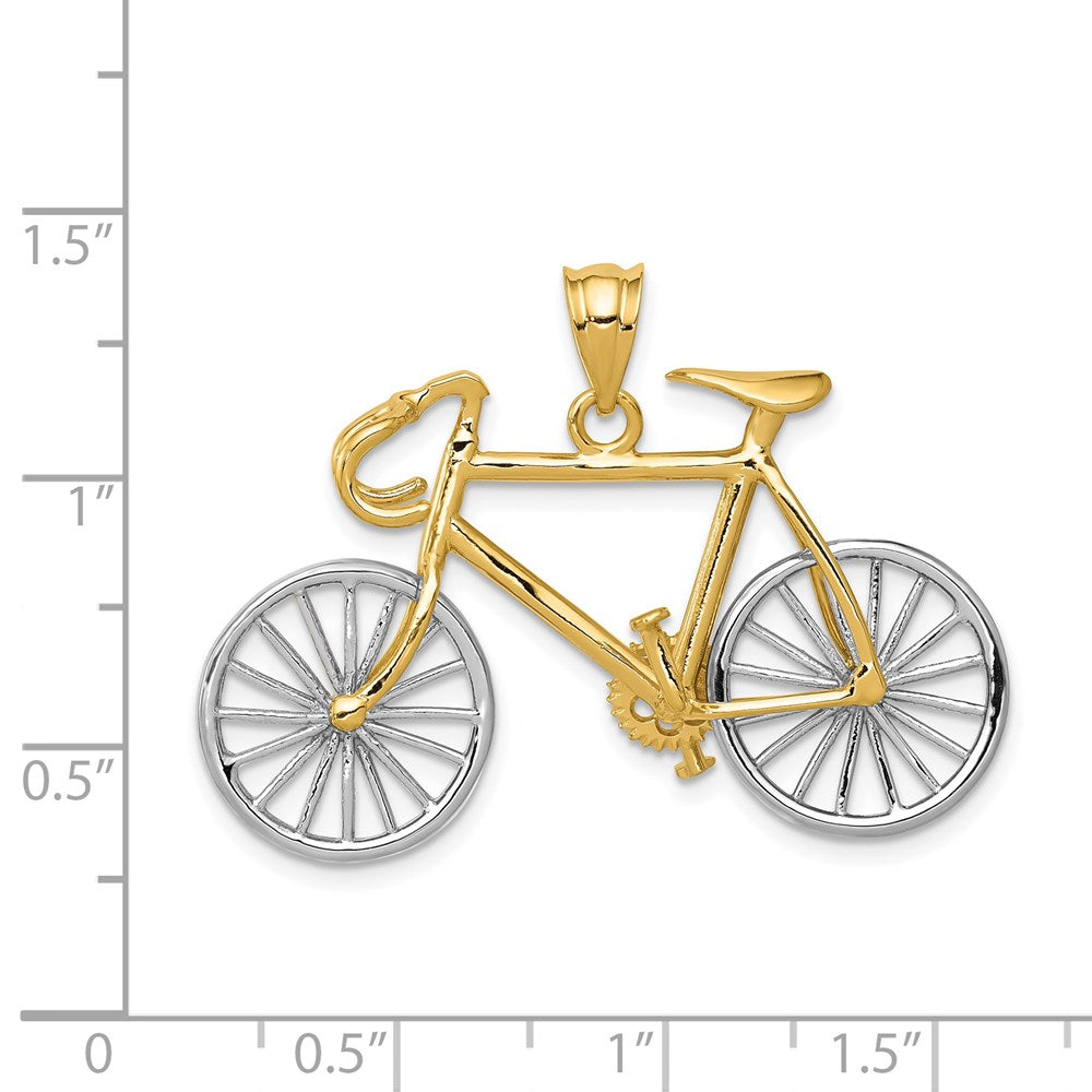14k Two-tone 35 mm Large Two-tone 3-D Bicycle Pendant (3.74 grams)