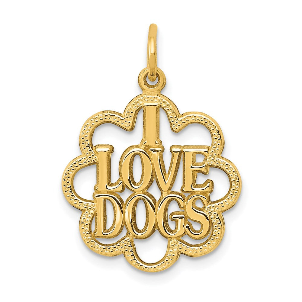14k Yellow Gold 17 mm I LOVE DOGS Charm