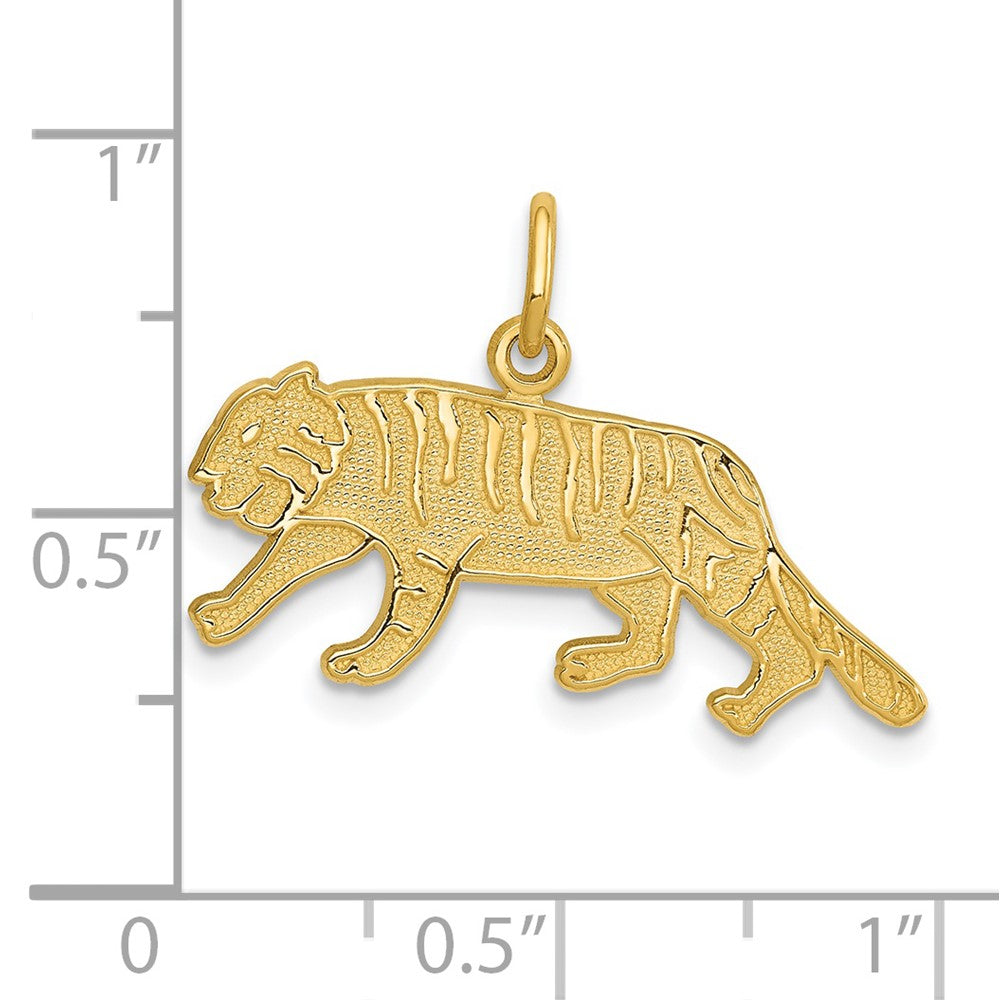 14k Yellow Gold 25 mm Tiger Charm (1.23 grams)