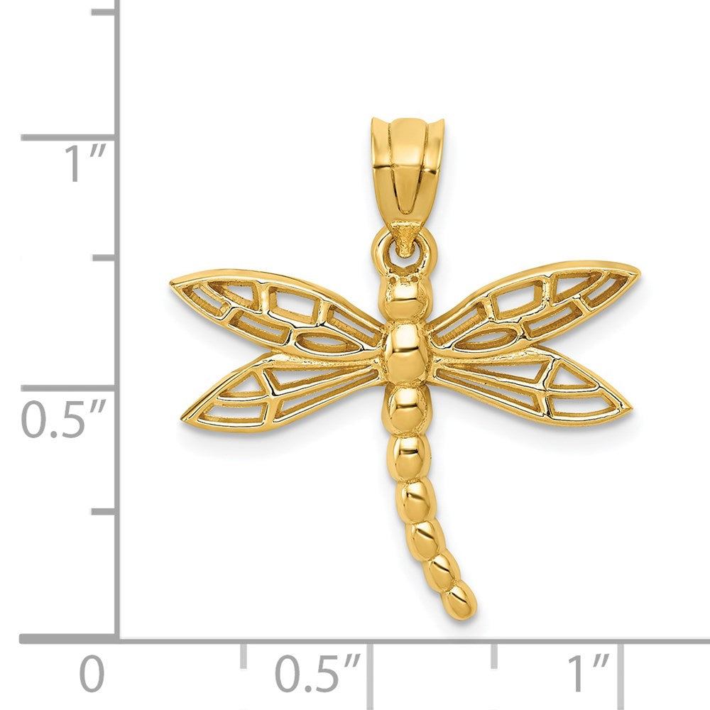 14k Yellow Gold 23 mm Dragonfly Charm