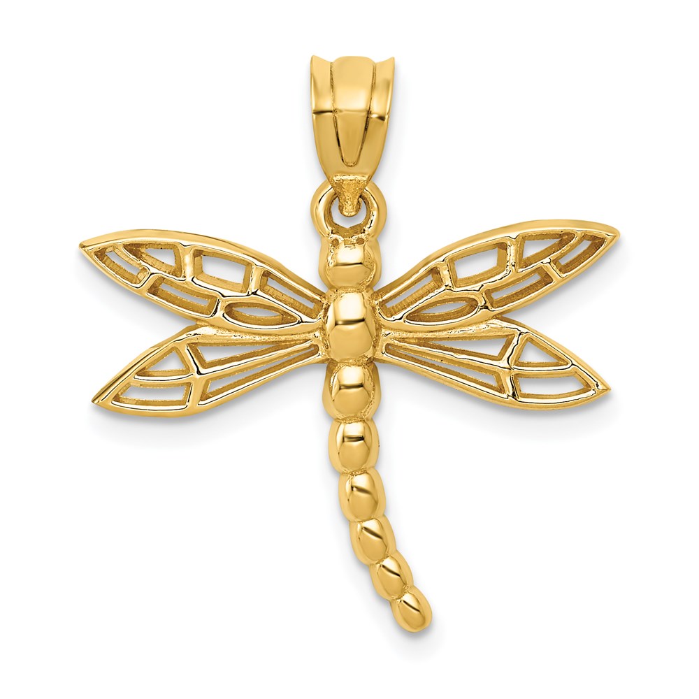 14k Yellow Gold 23 mm Dragonfly Charm