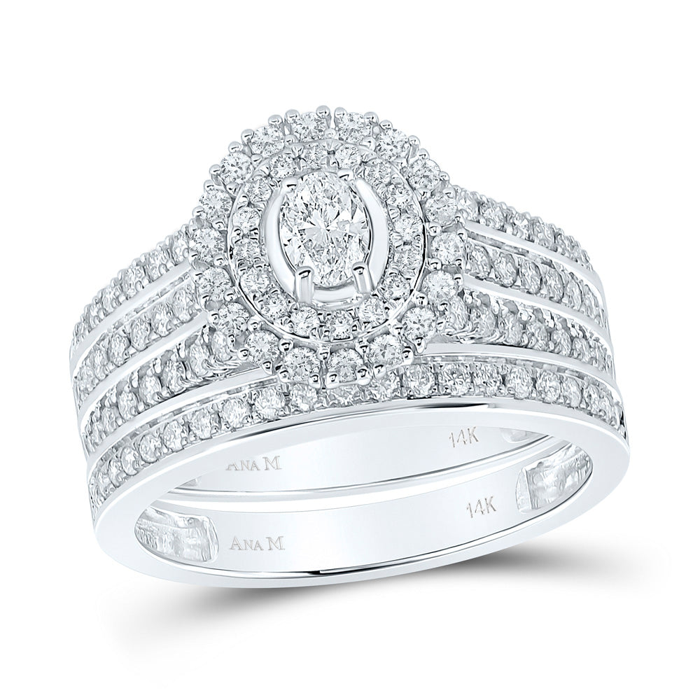 1Ctw-Dia Ana M 1/5Ct-Coval Double Halo Bridal Set Ring (7.69 grams)
