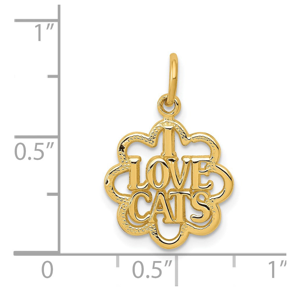 14k Yellow Gold 14 mm I LOVE CATS Charm (0.98 grams)