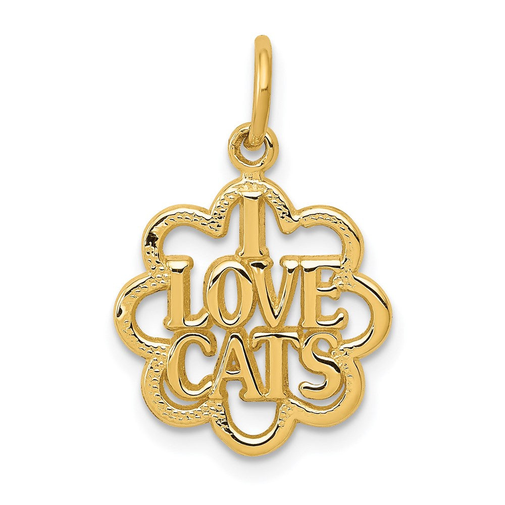 14k Yellow Gold 14 mm I LOVE CATS Charm