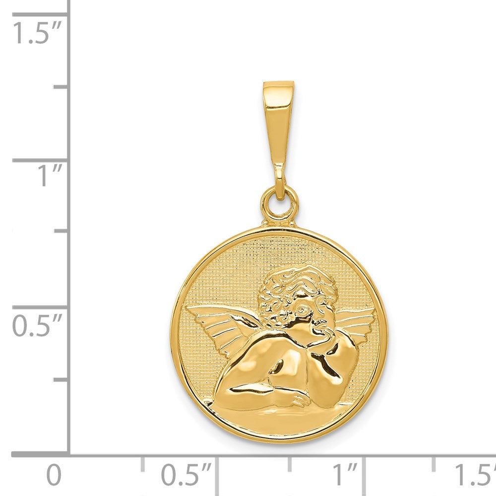 14k Yellow Gold 20 mm Polished and Satin Angel Pendant (2.4 grams)